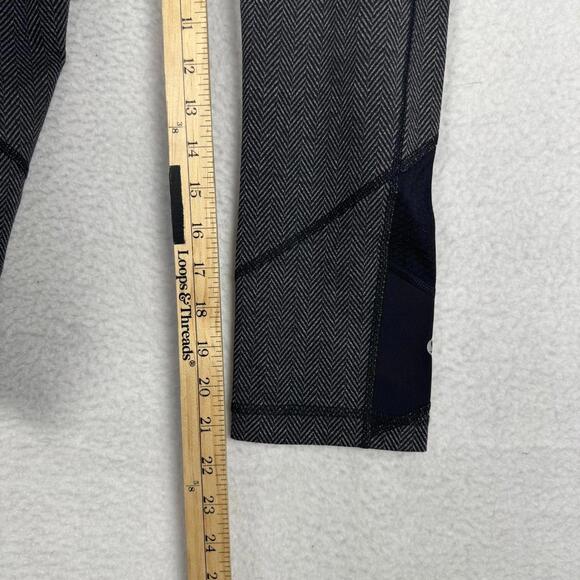 Lululemon Womens 6 Pace Rival Crop Leggings Herringbone Gray Yoga Running Gym - Picture 6 of 8